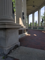 Crumbling limestone on Hall of Fame