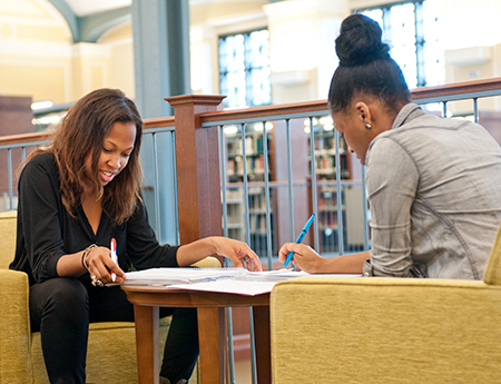 Girls in library