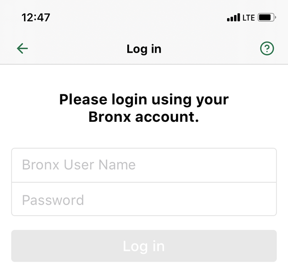 BCC Mobile App Log in