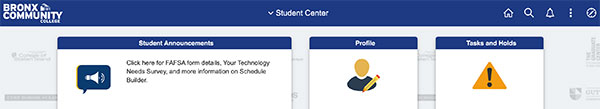 Student Center landing page