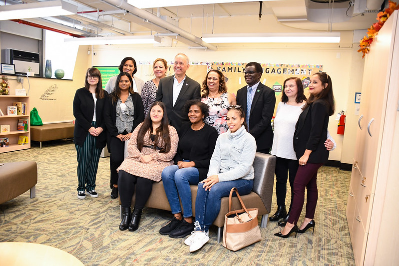 Chancellor met with BCC student-parents Rebecca Rodriguez, Yulissa Gutierrez, and Diana Peguero