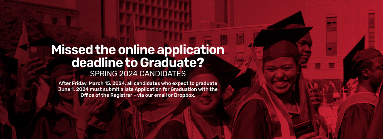 the web banner for the Late Graduation Application