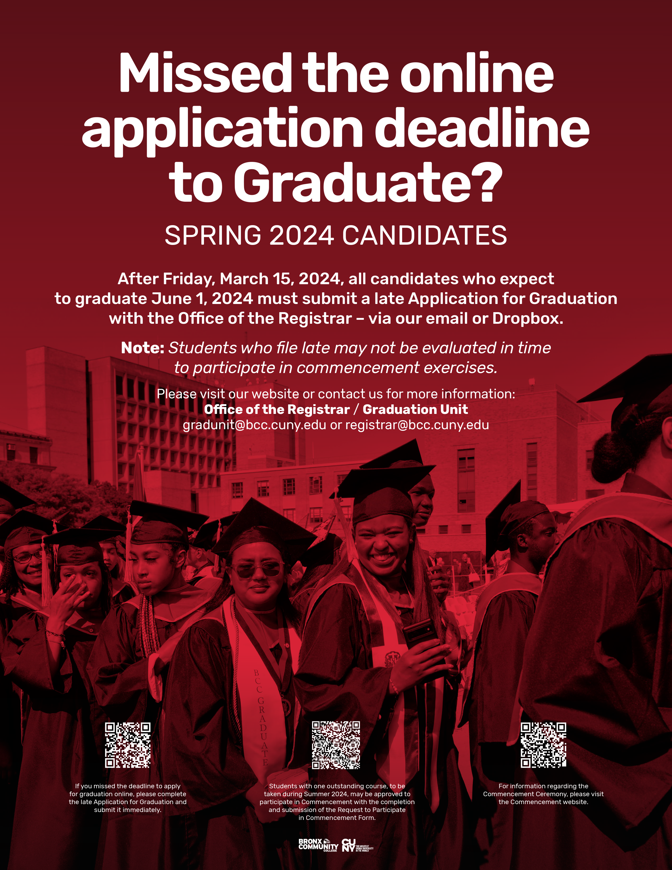 the web banner for the Late Graduation Application