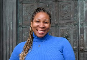 Scholarships Liaison LaToya Davis smiles on BCC campus