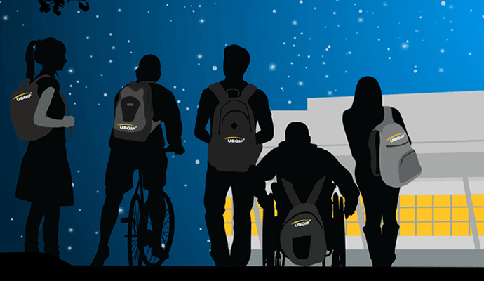 students gazing at stars wearing USGIF backpacks