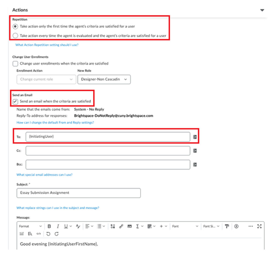 BrightSpace: Agent Actions After Criteria Met