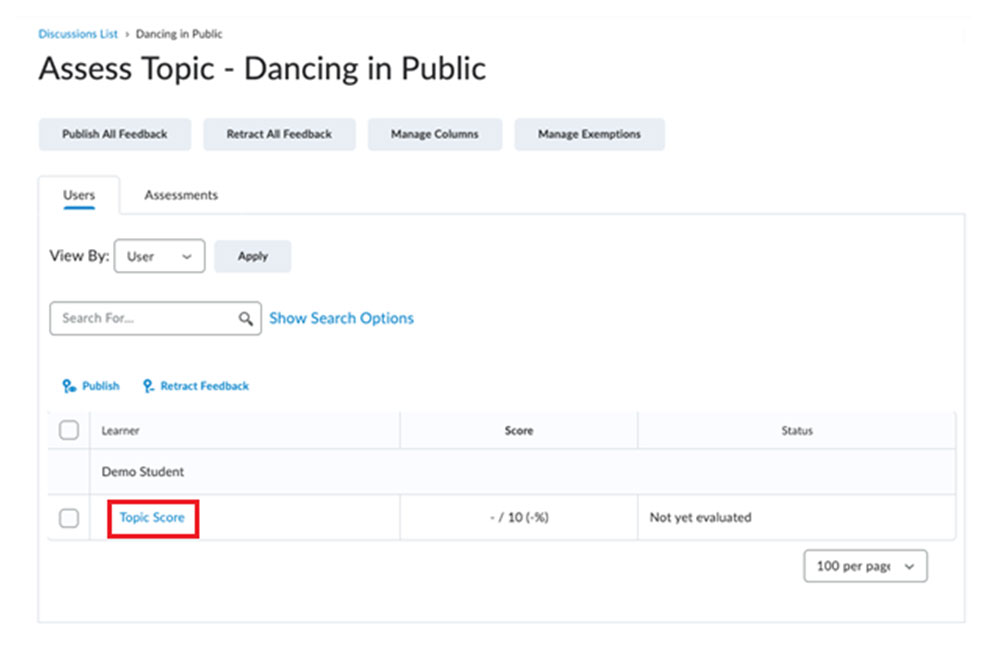 BrightSpace: List Of Discussion Topic Responses