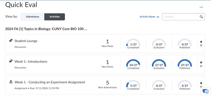 BrightSpace: Quick Eval Activities