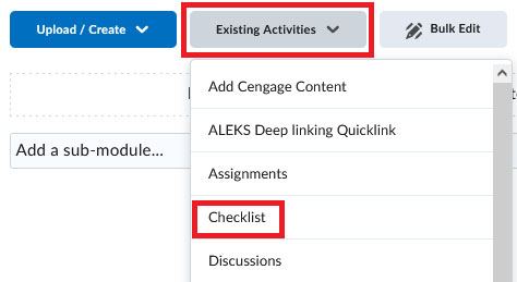 BrightSpace Checklist Add To Module