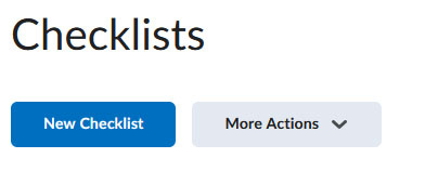 BrightSpace Checklist Select New Checklist