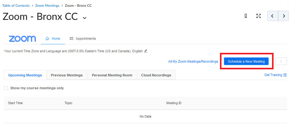 BrightSpace Schedule A Zoom Meeting