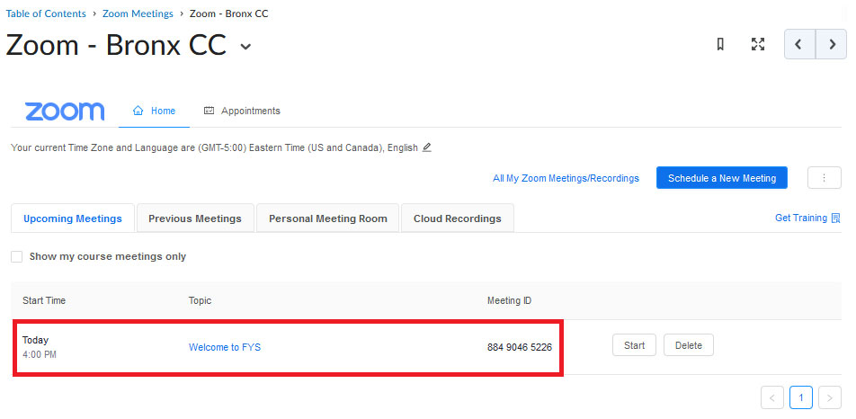 BrightSpace Zoom Join Meeting Student View