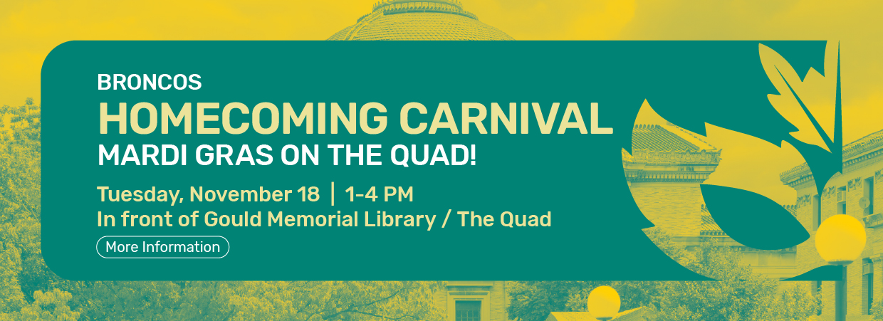 Homecoming Carival banner - Mardi Gras on the Quad