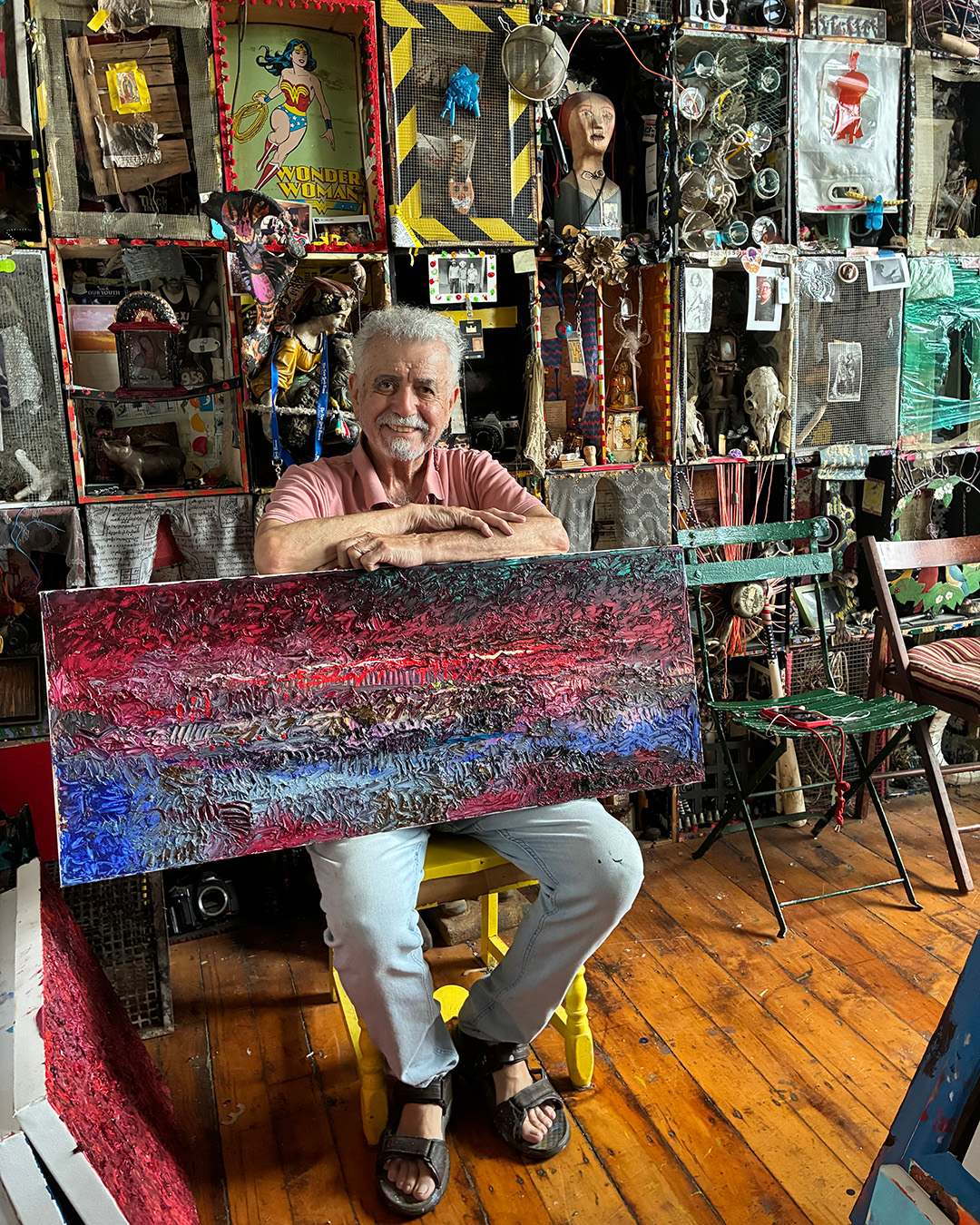 Oil painting with bold color fields and thick texture by Librado ‘Lee’ Romero at BCC’s Hall of Fame Art Gallery.