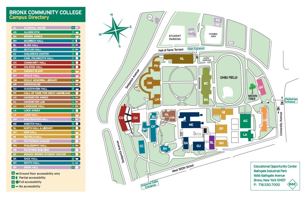 Bronx Community College Campus Map Page, updated in 2025.