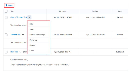Brightspace - Restore Deleted Announcement