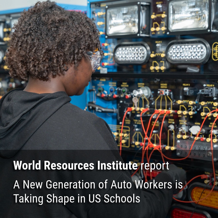 Student works at an automotive electrical system simulator