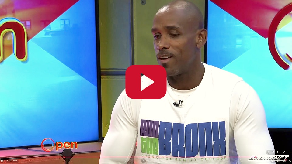 BCC's Deivid R. Valdez speaking on BronxNet's OPEN broadcast to sspotlight the 48th annual Run the Bronx.