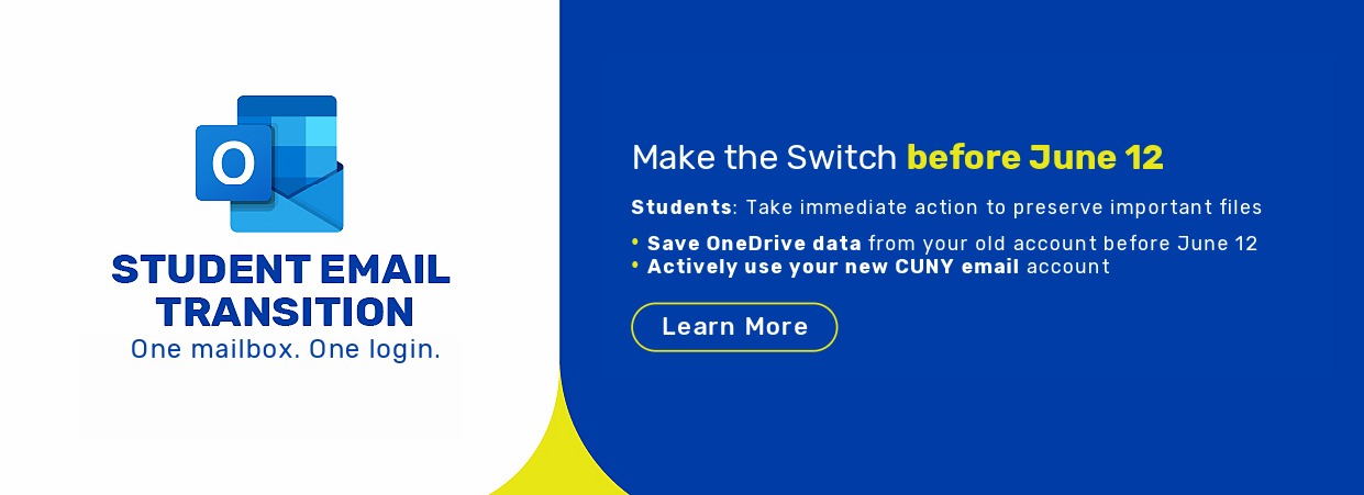 Student Email Transition: One mailbox. One login. make the Switch before June 12.