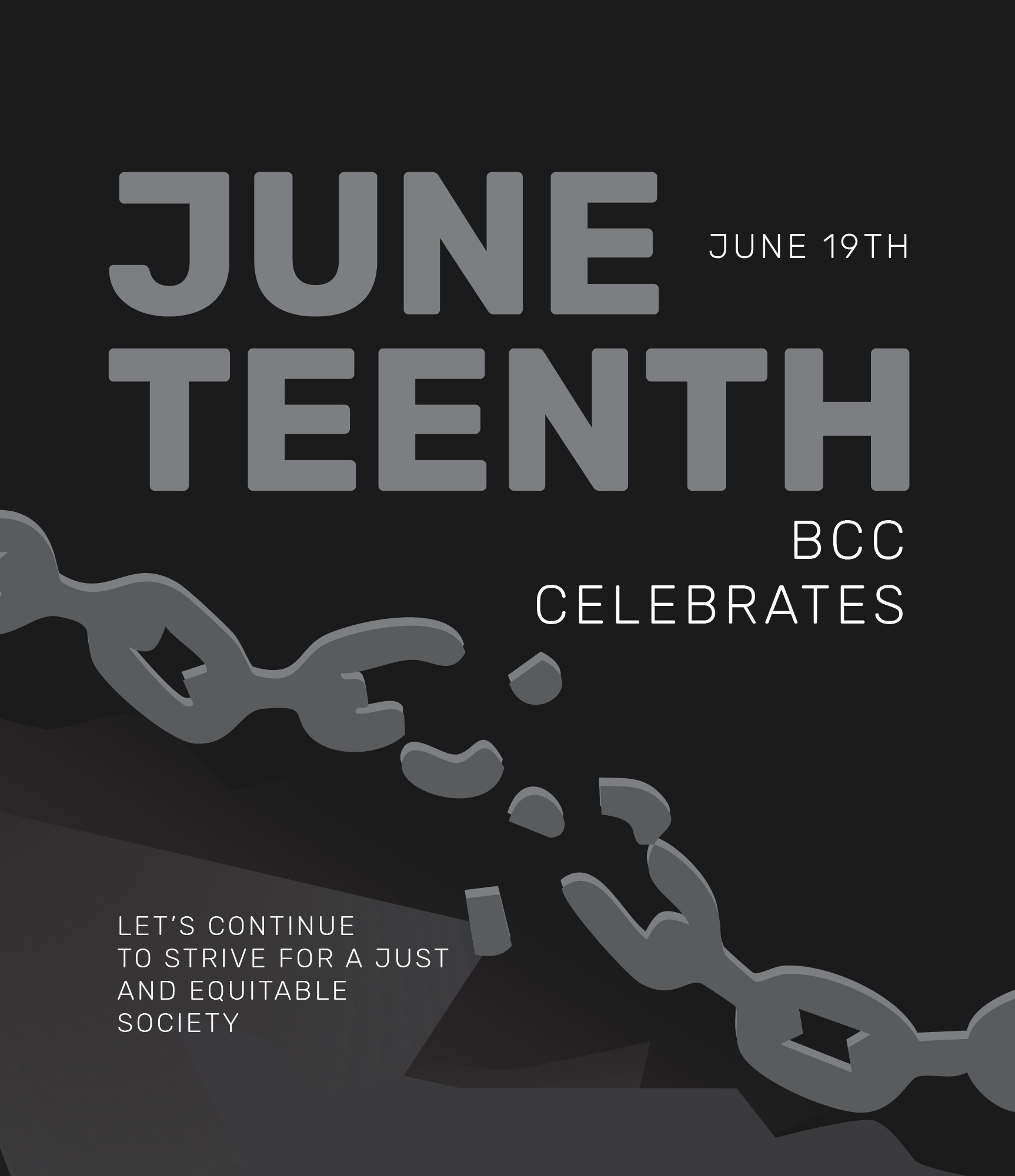 JuneTeenth 2026 Web Banner: Let's continue to strive for a just and equitable society